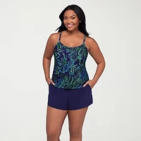 Trimshaper Womens Leaf Moderate Coverage One Piece Swimsuit