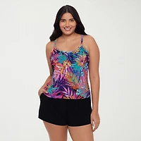 Trimshaper Womens Leaf Moderate Coverage One Piece Swimsuit
