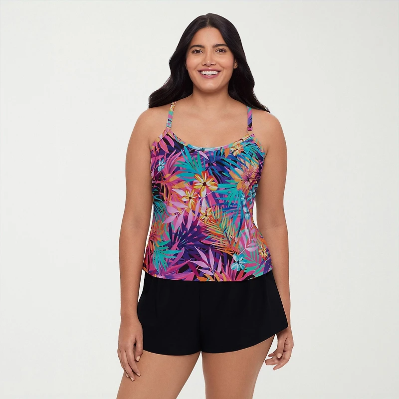 Trimshaper Womens Leaf Moderate Coverage One Piece Swimsuit