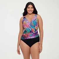 Trimshaper Womens Leaf Moderate Coverage One Piece Swimsuit