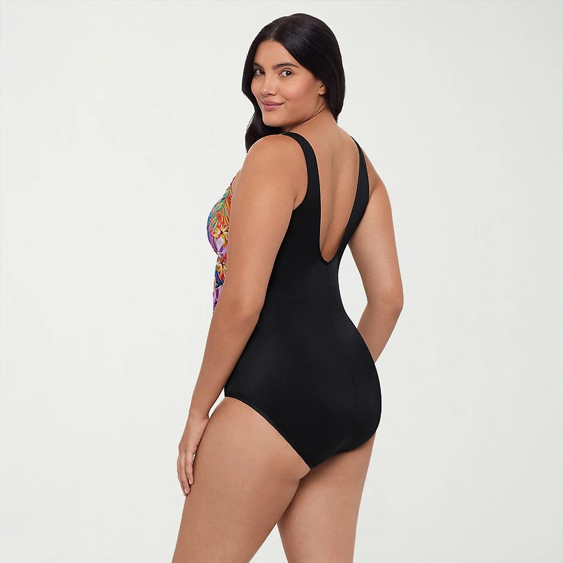 Trimshaper Womens Leaf Moderate Coverage One Piece Swimsuit