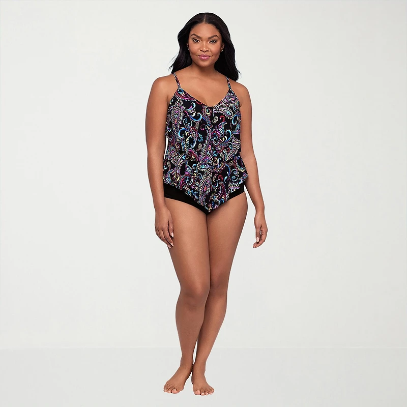 Trimshaper Womens Paisley Tankini Swimsuit Top