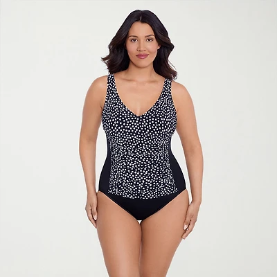 Trimshaper Womens Dots Moderate Coverage One Piece Swimsuit