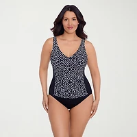 Trimshaper Womens Dots Moderate Coverage One Piece Swimsuit