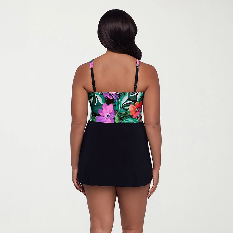 Trimshaper Womens Floral Swim Dress