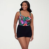 Trimshaper Womens Floral Swim Dress