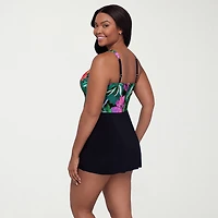Trimshaper Womens Floral Swim Dress