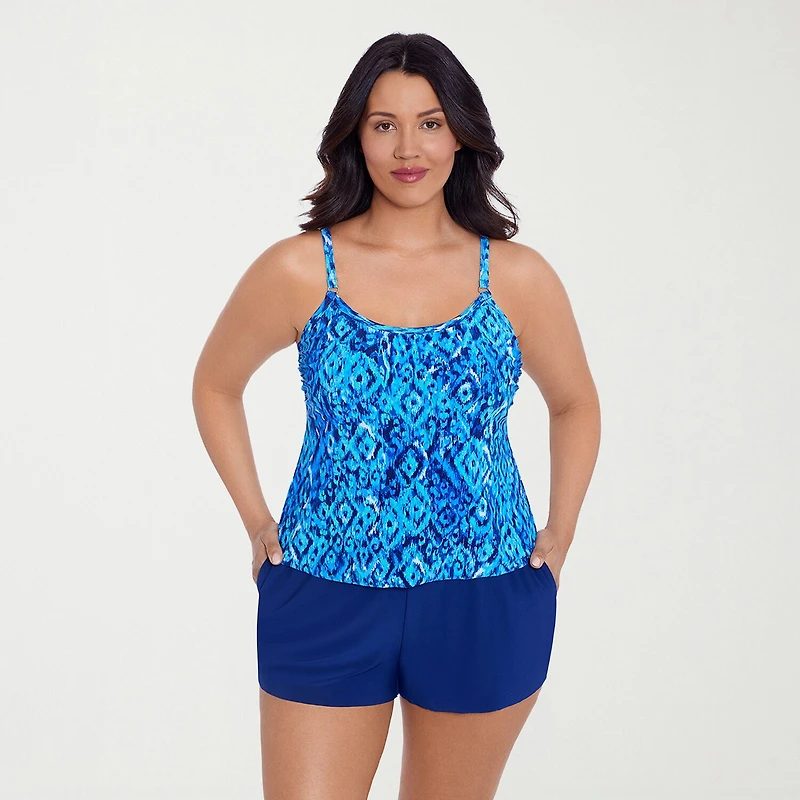 Trimshaper Womens Abstract Moderate Coverage One Piece Swimsuit
