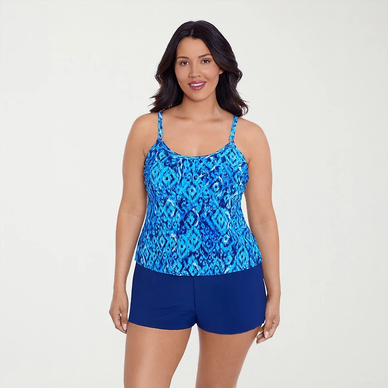 Trimshaper Womens Abstract Moderate Coverage One Piece Swimsuit