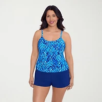 Trimshaper Womens Abstract Moderate Coverage One Piece Swimsuit