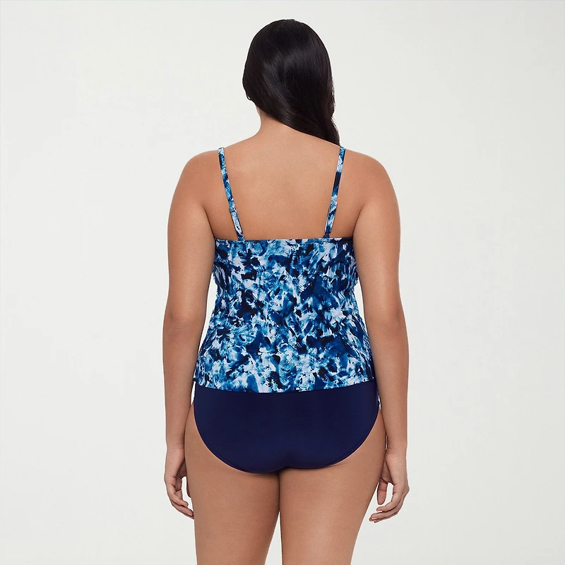 Trimshaper Womens Tie-Dye Tie Dye Tankini Swimsuit Top