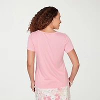 Hearts Of Palm Womens Keyhole Neck Short Sleeve Embellished Blouse