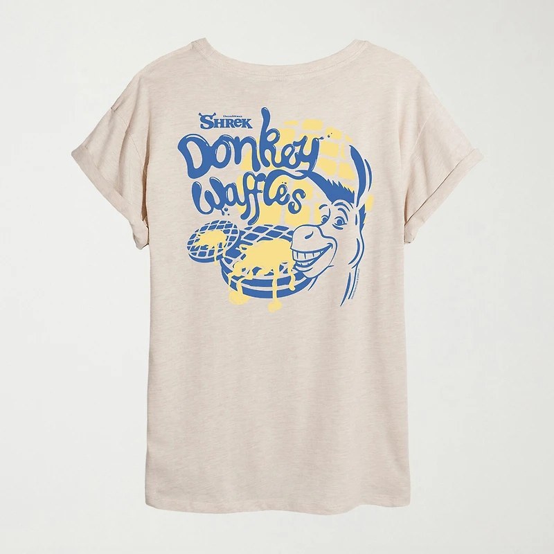 Womens Juniors Crew Neck Short Sleeve Oversized Shrek Graphic T-Shirt