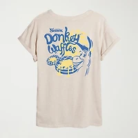 Womens Juniors Crew Neck Short Sleeve Oversized Shrek Graphic T-Shirt