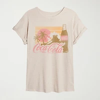 Womens Juniors Crew Neck Short Sleeve Oversized Graphic T-Shirt