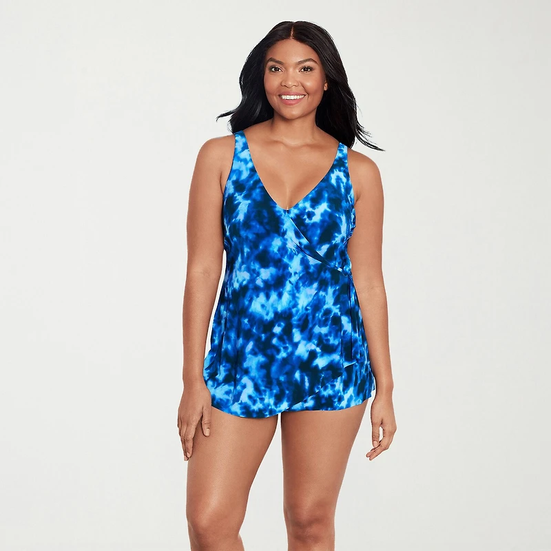Trimshaper Womens Tie Dye Swim Dress