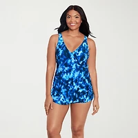 Trimshaper Womens Tie Dye Swim Dress