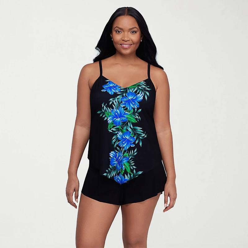 Trimshaper Womens Floral Tankini Swimsuit Top
