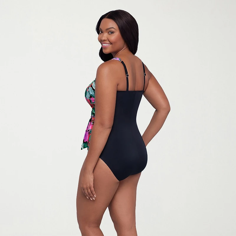 Trimshaper Womens Floral Moderate Coverage One Piece Swimsuit