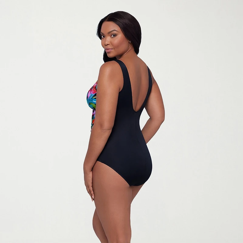 Trimshaper Womens Floral Moderate Coverage One Piece Swimsuit