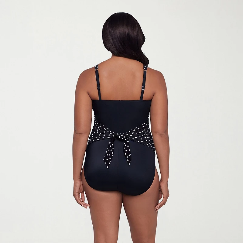 Trimshaper Womens Dots Full Coverage One Piece Swimsuit