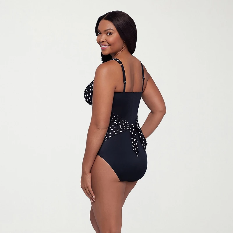 Trimshaper Womens Dots Full Coverage One Piece Swimsuit