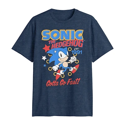 Mens Crew Neck Short Sleeve Classic Fit Sonic the Hedgehog Big and Tall Graphic T-Shirt