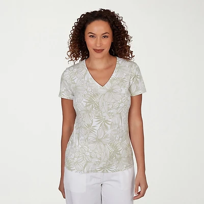 Hearts Of Palm Womens V Neck Short Sleeve T-Shirt