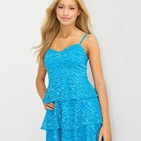 by&by Womens Juniors V Neck Short Sleeve Fit + Flare Dress