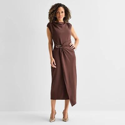 MSK Womens High Neck Sleeveless Maxi Dress