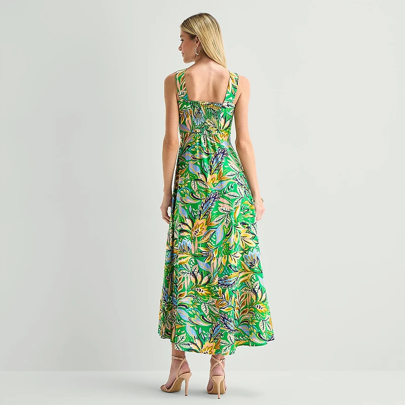 MSK Womens Square Neck Sleeveless Maxi Dress