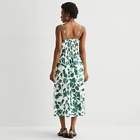 52seven Womens Midi Round Neck Sleeveless Leaf Fit + Flare Dress