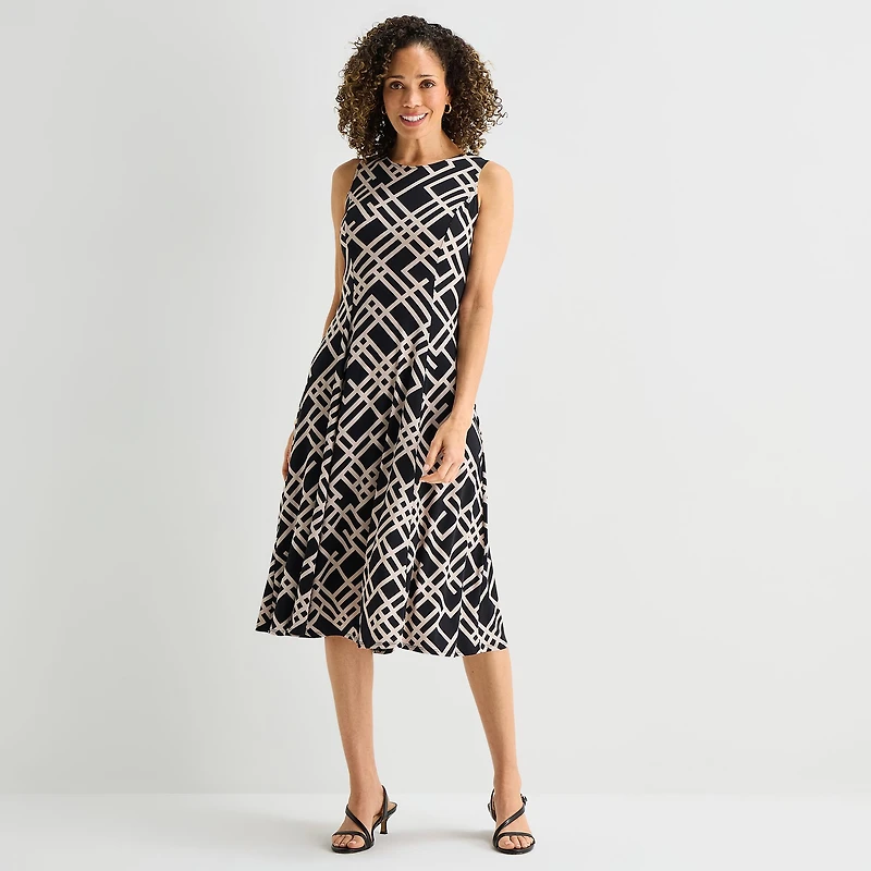 Danny & Nicole Womens Midi Geometric Jacket Dress