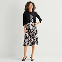 Danny & Nicole Womens Midi Geometric Jacket Dress