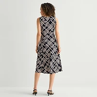 Danny & Nicole Womens Midi Geometric Jacket Dress