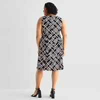 Danny & Nicole Womens Plus Geometric Jacket Dress