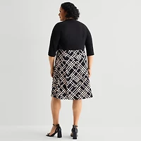 Danny & Nicole Womens Plus Geometric Jacket Dress