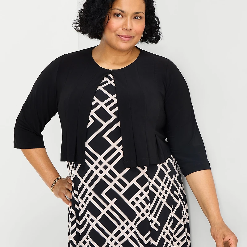 Danny & Nicole Womens Plus Geometric Jacket Dress