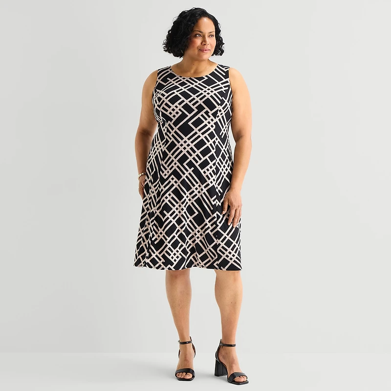 Danny & Nicole Womens Plus Geometric Jacket Dress