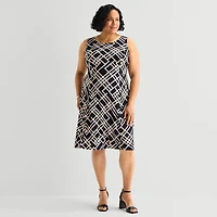 Danny & Nicole Womens Plus Geometric Jacket Dress