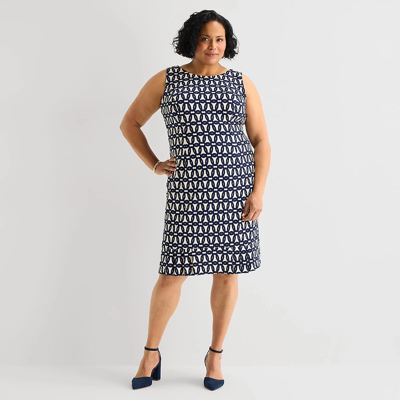 Maya Brooke Womens Plus Abstract Jacket Dress