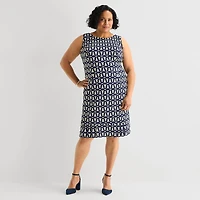 Maya Brooke Womens Plus Abstract Jacket Dress