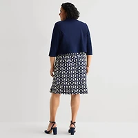 Maya Brooke Womens Plus Abstract Jacket Dress