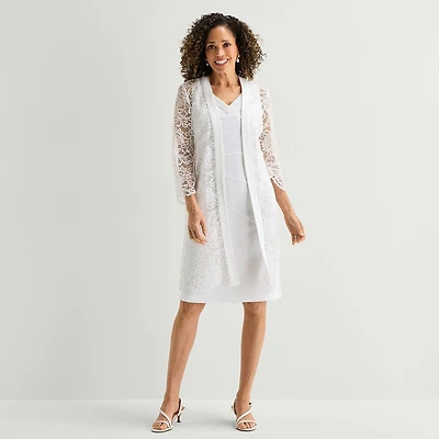 Maya Brooke Womens Embellished Jacket Dress
