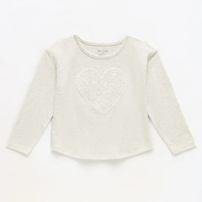 Okie Dokie Toddler & Little Girls Round Neck Long Sleeve Applique T-Shirt