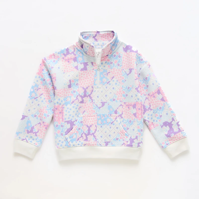 Okie Dokie Toddler & Little Girls Mock Neck Long Sleeve Fleece Casual Quarter-Zip Pullover