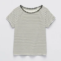Thereabouts Little & Big Kid Girls Boat Neck Short Sleeve Lace Trim T-Shirt