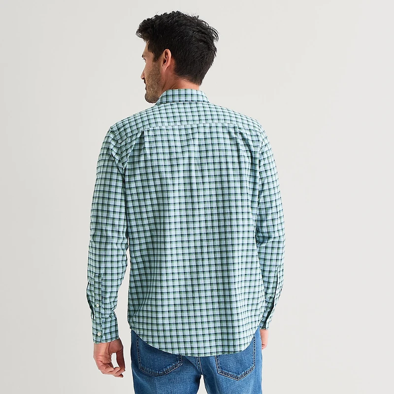 St. John's Bay Stretch Poplin Mens Long Sleeve Slim Fit Button-Down Shirt
