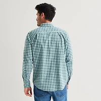 St. John's Bay Stretch Poplin Mens Long Sleeve Slim Fit Button-Down Shirt