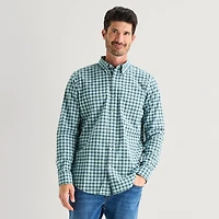 St. John's Bay Stretch Poplin Mens Long Sleeve Slim Fit Button-Down Shirt